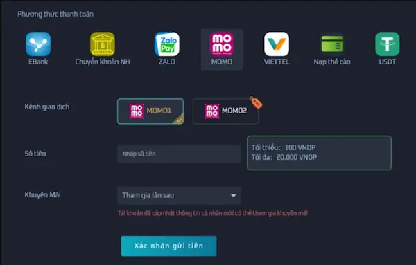 Chi tiết giúp người chơi nạp tiền TF88 trong 5 phút